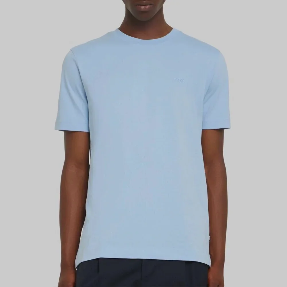 NWT New Hugo Boss Cotton Logo Detail Light Blue T-Shirt Size 5XL